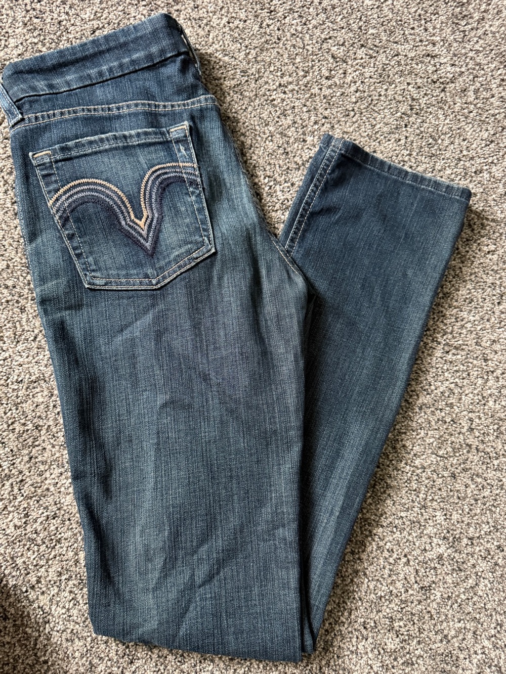 7 For All Mankind Dark Blue Kate Jeans with Embroidered Back Pocket